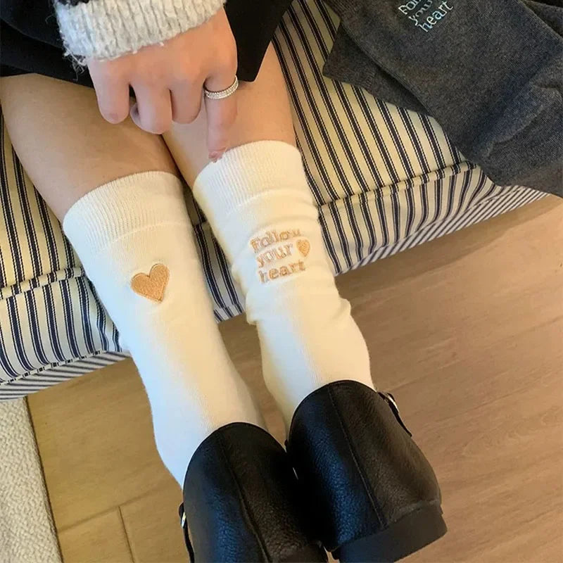 Calcetines de algodón a media pantorrilla | Calzado de invierno elegante para mujer
