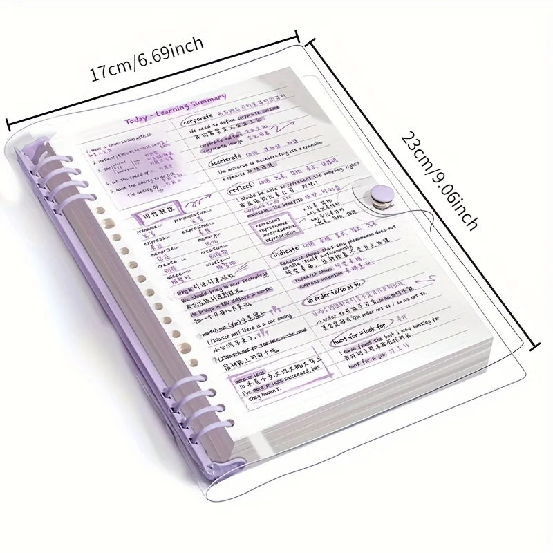 A5 Clear PVC Binder Notebook | Stylish Refillable Planner