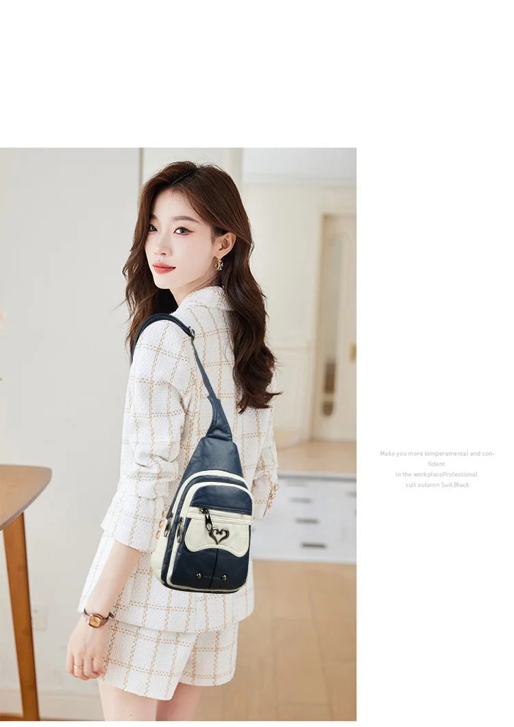Fashionable PU Leather Women's Chest Bag for Outdoor Adventures