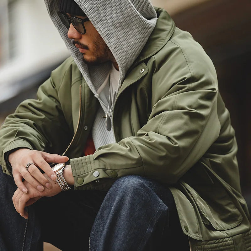 Men's Vintage Pilot Jacket | Thick Warm Cotton Bomber for Winter