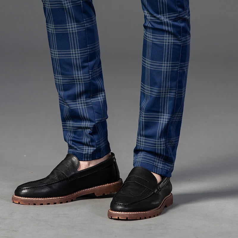 Men's Slim Cotton Plaid Pants | Casual Business Comfort Trousers