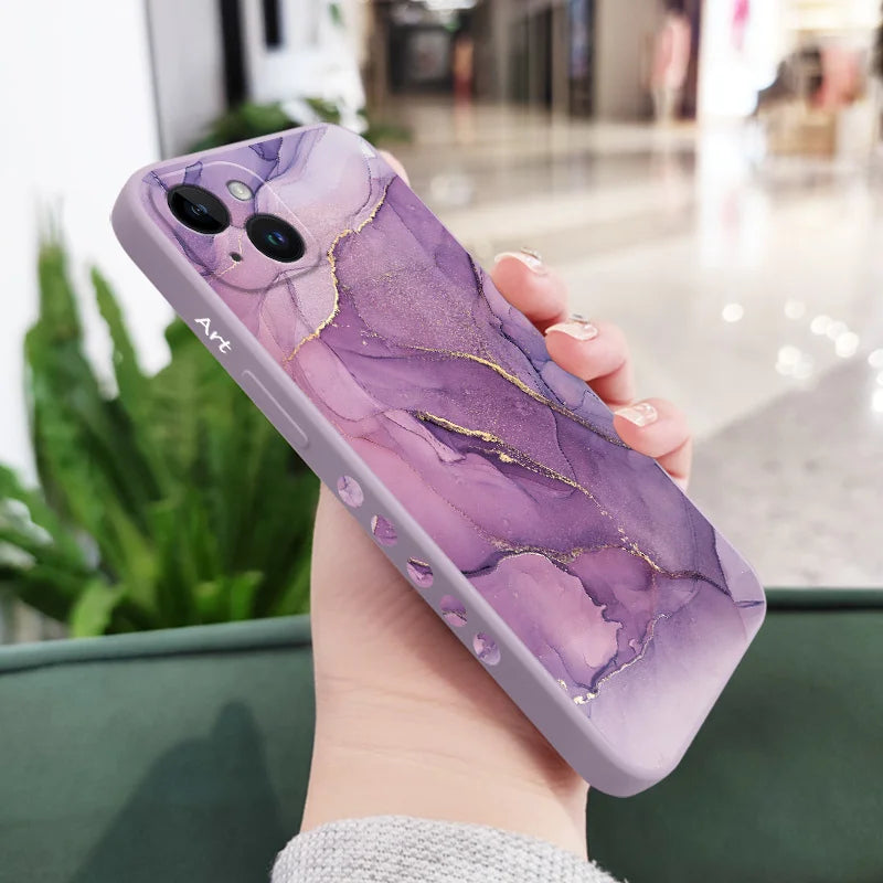Marble Texture Phone Case For iPhone 16 16E 15 14 13 12 11 X XR XS SE2 SE2020 8 7 6 6S Plus Pro Max Mini Silicone Cover