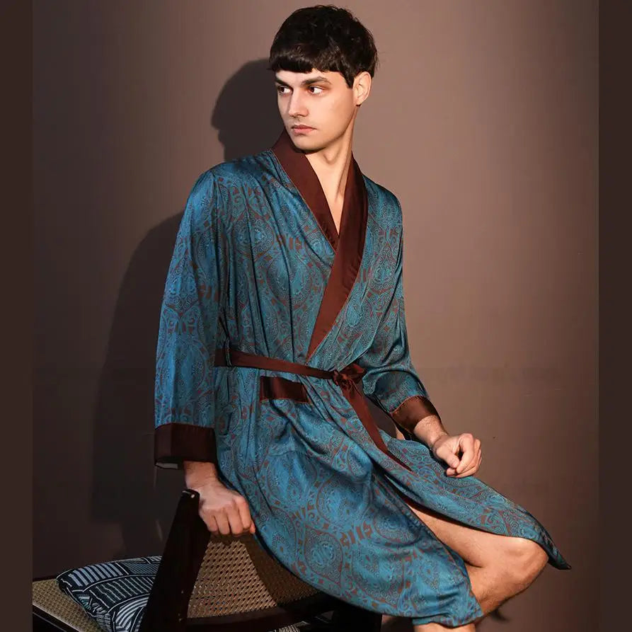 Comfortable Male Rayon Sleepwear Kimono Bathrobe | Loungewear