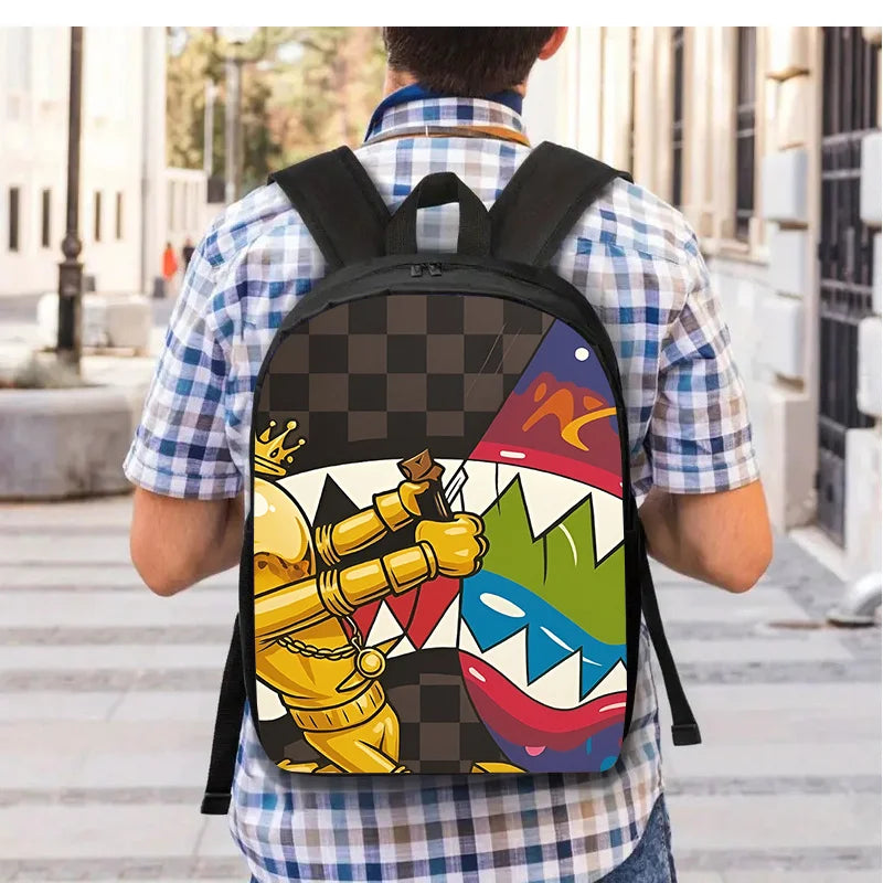 3pcs Crocodile Mouth Print Backpack Set | Lightweight Travel Bags