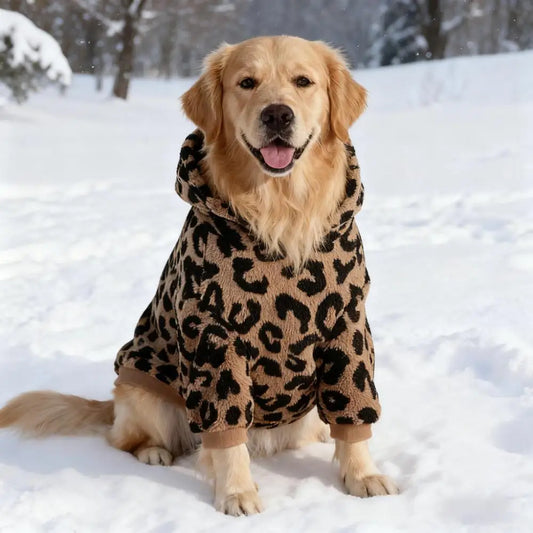 Abrigo de Forro Polar con Estampado de Leopardo para Perros | Atuendos Cálidos de Invierno para Perros