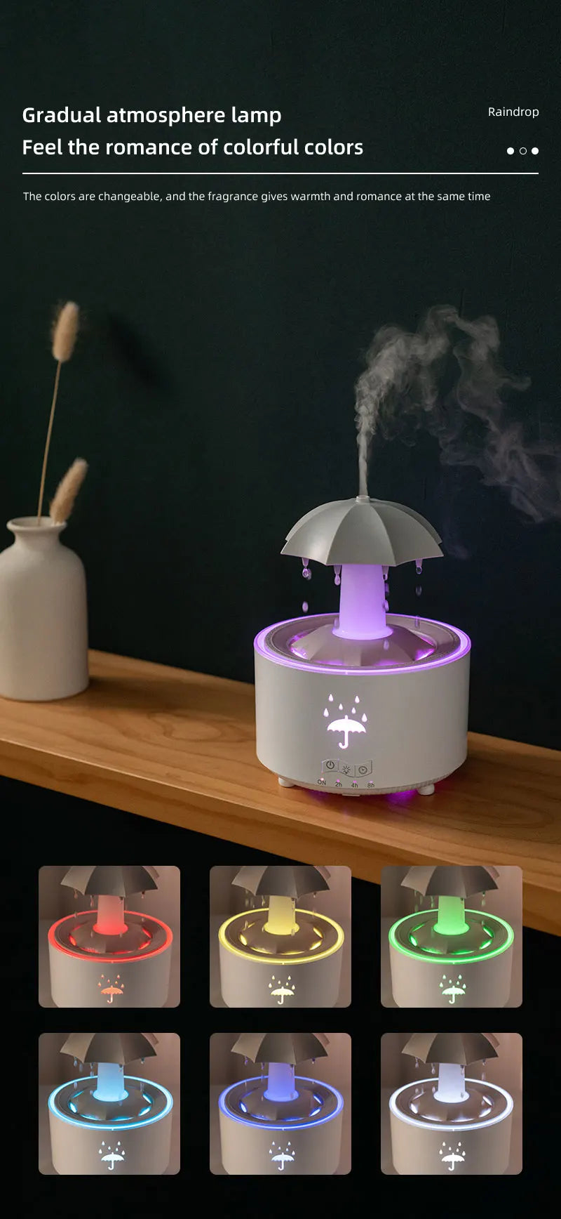 Cloud Rain Humidifier & Aroma Diffuser | Remote Control Night Light