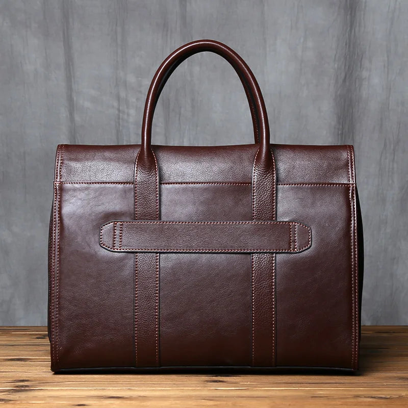 Vintage Genuine Leather Men's Briefcase for 14 Inch Laptops