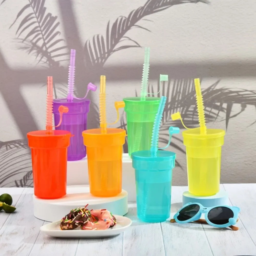 Colorful Kids Drinking Cups with Straws | Leak-Proof Tumblers