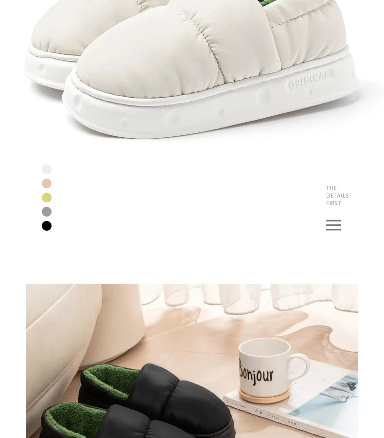 Men's Winter Wool Plush Slippers | Thick Non-Slip House Shoes