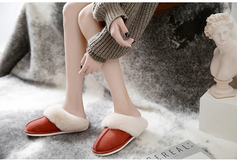 Women's Luxury Faux Suede Plush Slippers | Cozy Winter House Shoes