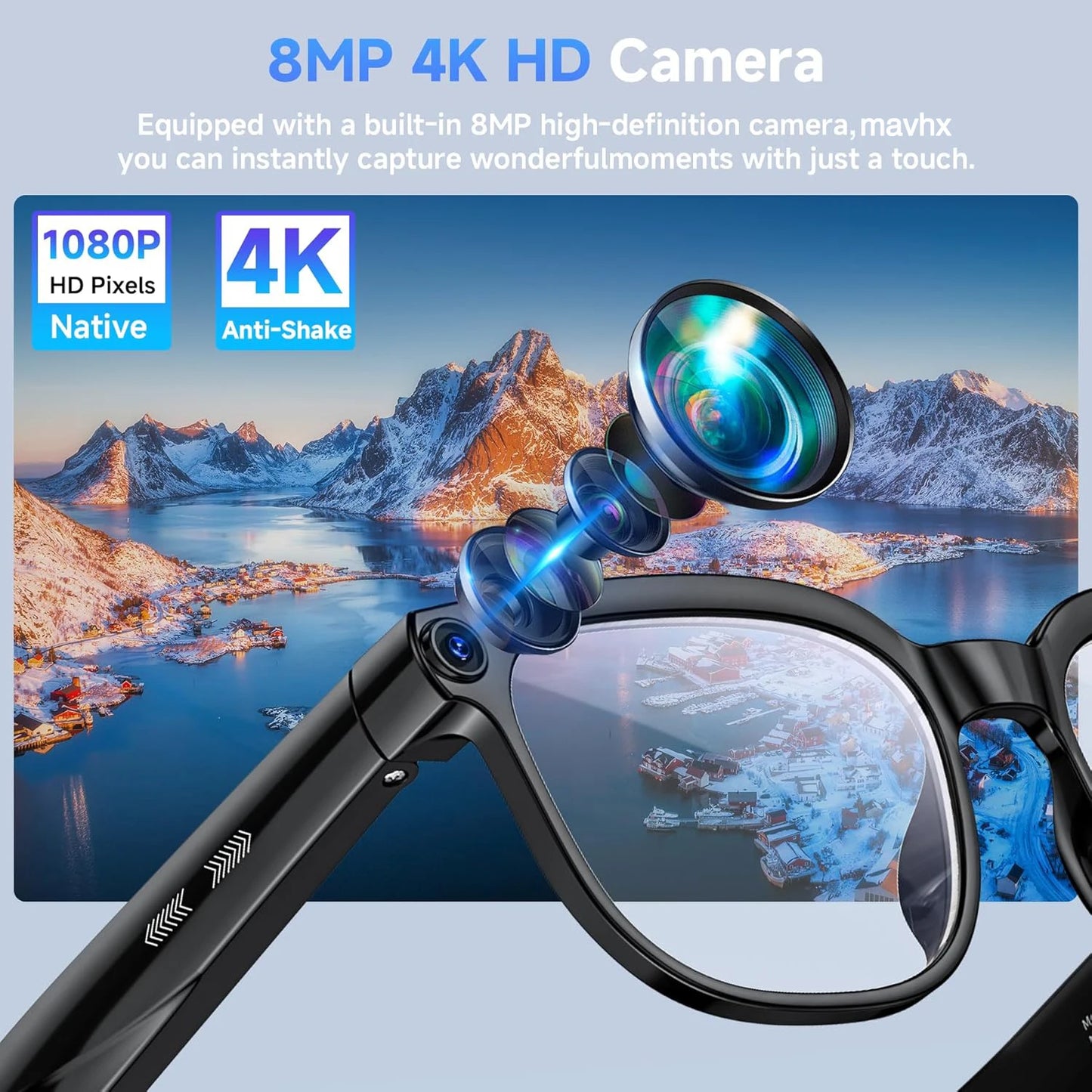 Smart AI Glasses with HD Video, Bluetooth & Music Playback