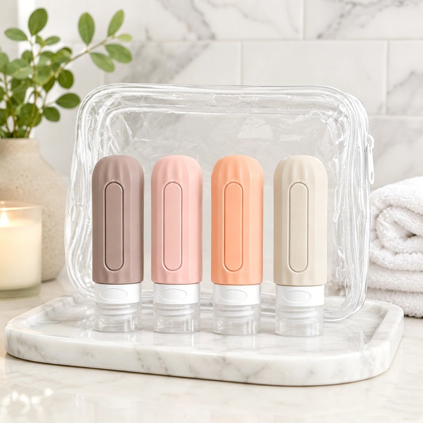 Elegant Pastel Silicone Travel Bottles | Leakproof Toiletry Containers