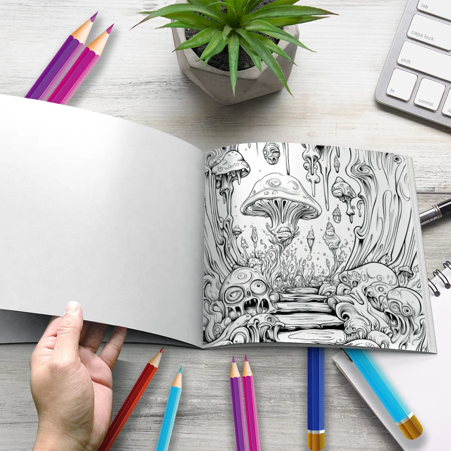Mushroom World Coloring Book | Stress Relief & Creative Fun