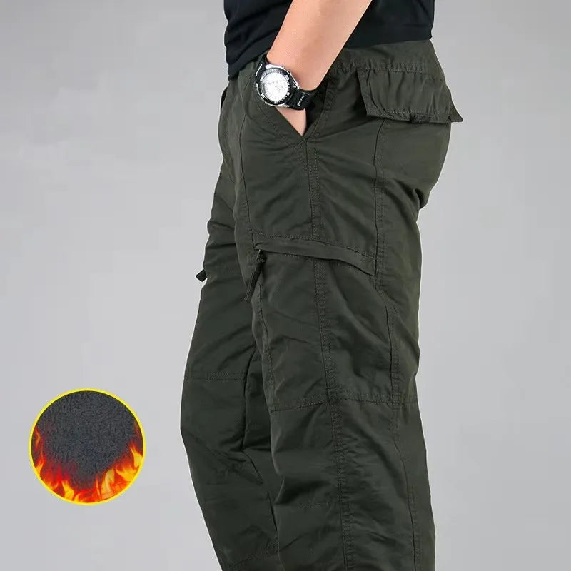 Men's Winter Fleece Cargo Pants | Warm & Casual Outdoor Trousers