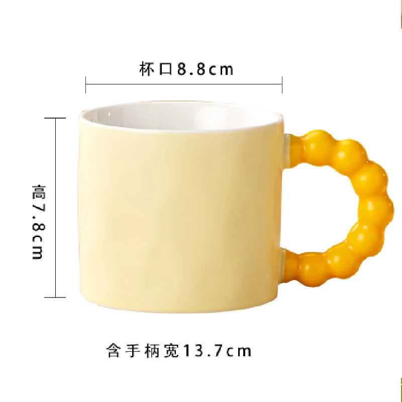 Elegant Ceramic Coffee Cup with Pearl Handle | Perfect for Home & Office