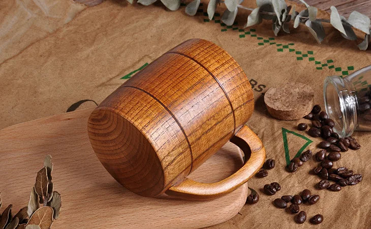 320ml Handcrafted Wooden Coffee Mug | Eco-Friendly Vintage Drinkware