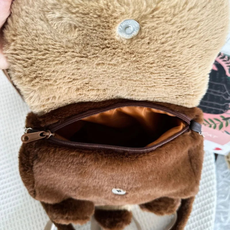 Cute Raccoon Plush Backpack | Fashionable Detachable Shoulder Bag