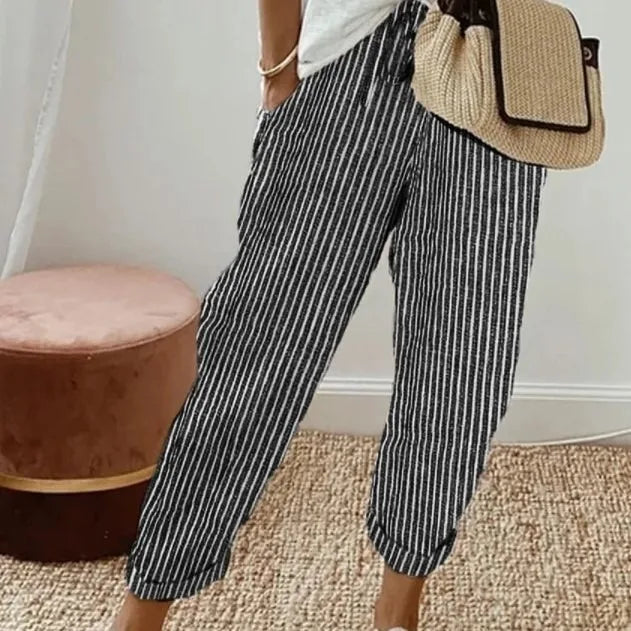Stylish Women's Loose Stripe Printed Casual Pants for Summer
