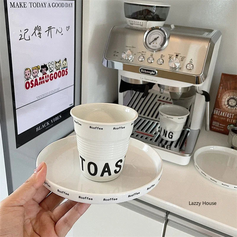 Elegant Korean Style Ceramic Coffee Mug | Nordic Design Tumbler