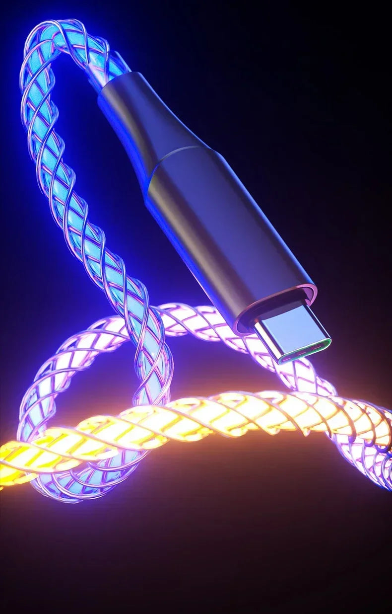 1m 6A Glowing USB Type C Charging Cable | Fast Charge Mobile Cord