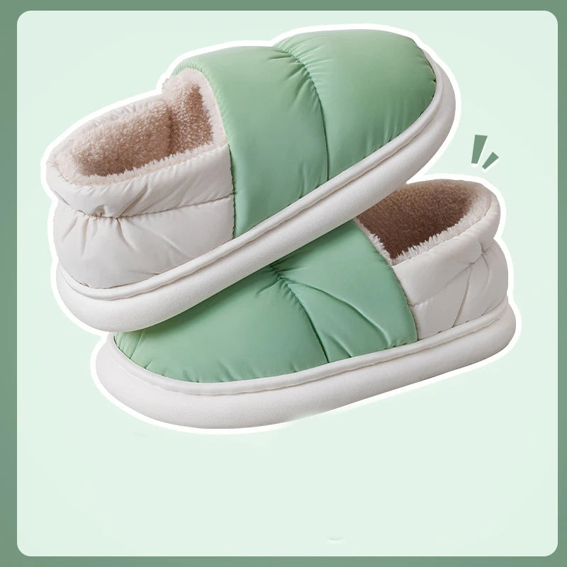 Women's Cotton Patchwork Slippers | Warm Anti-Slip Indoor Shoes