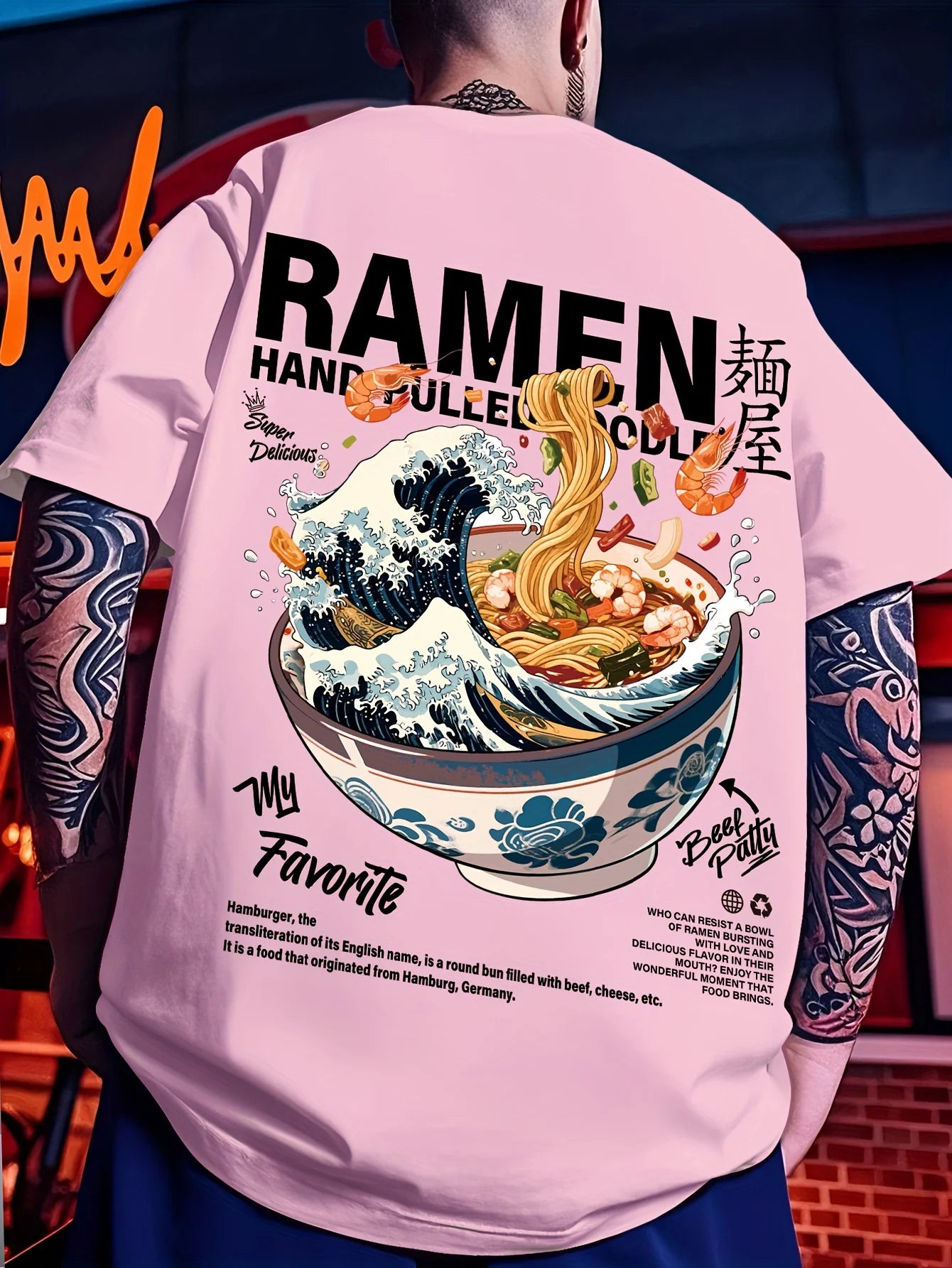 Men's Casual Summer T-Shirt with Japanese Wave Graphic Print