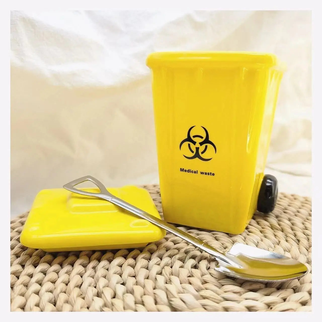 Funny Ceramic Trash Can Mug | Trendy Office Coffee Cup