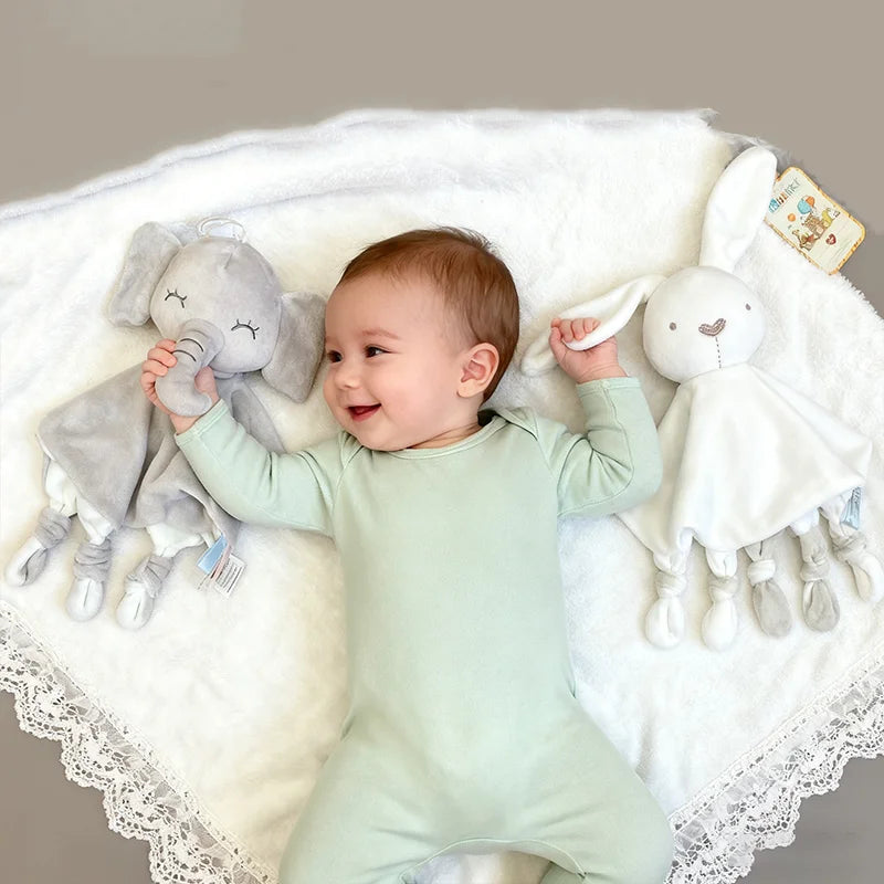 Cute Elephant Plush Teether Rattle for Newborns | Soft Blanket Toy