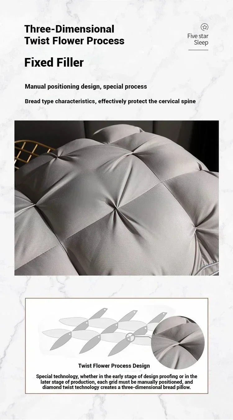 Luxury 100% Cotton Goose Down Pillow | Comfortable Bedding Gift