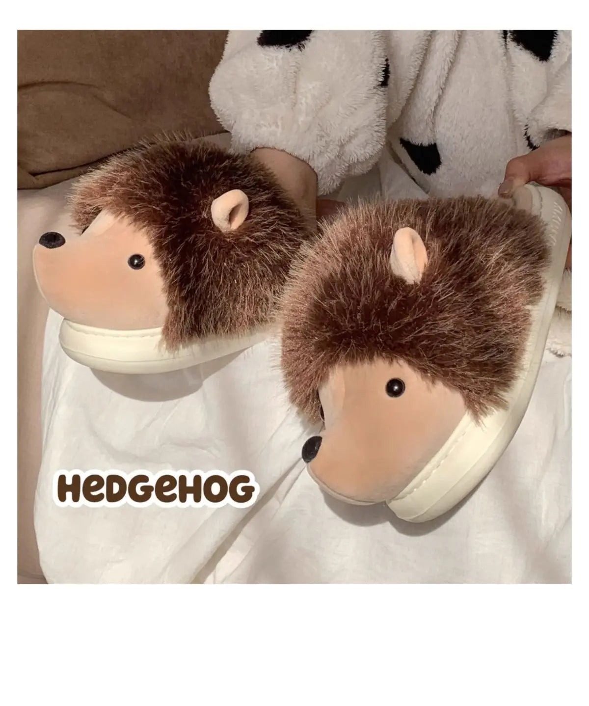 Cute Hedgehog Plush Winter Slippers | Cozy Cotton Home Shoes