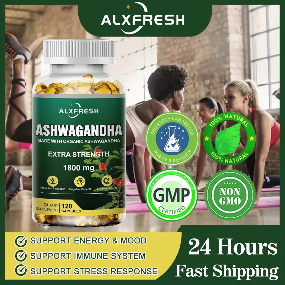 Pure Organic Ashwagandha Extract Capsules | Maximum Strength 1800mg