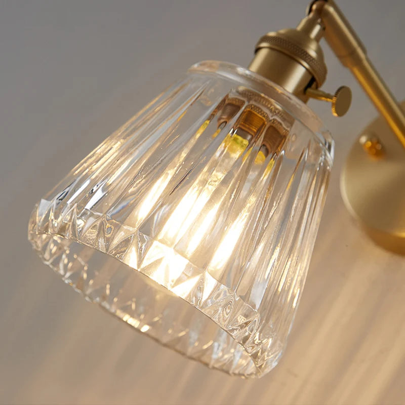 Lámpara de pared moderna de latón y cristal | Iluminación interior retro-chic