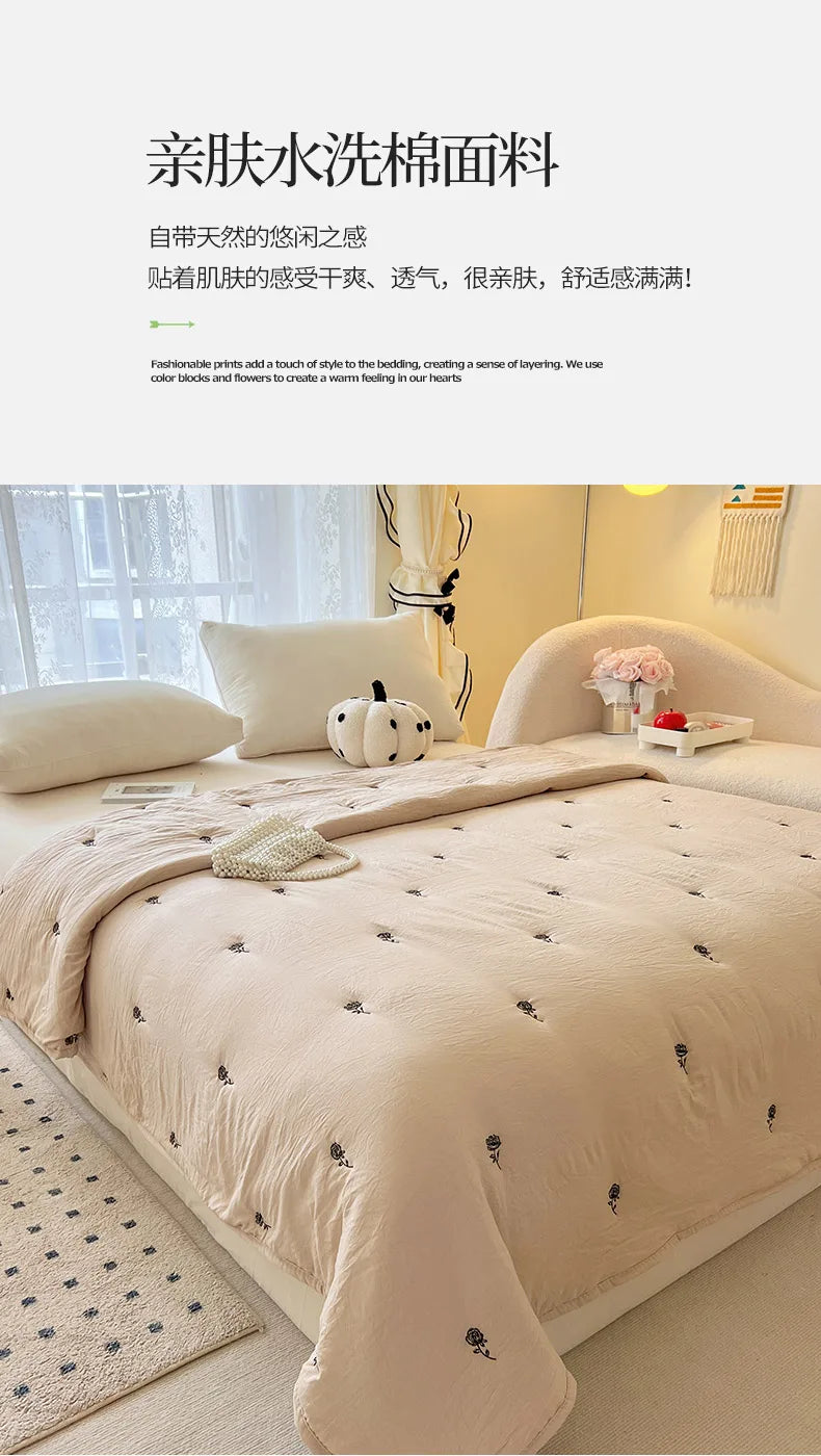Breathable Summer Quilt | Skin-Friendly Cotton Bedding