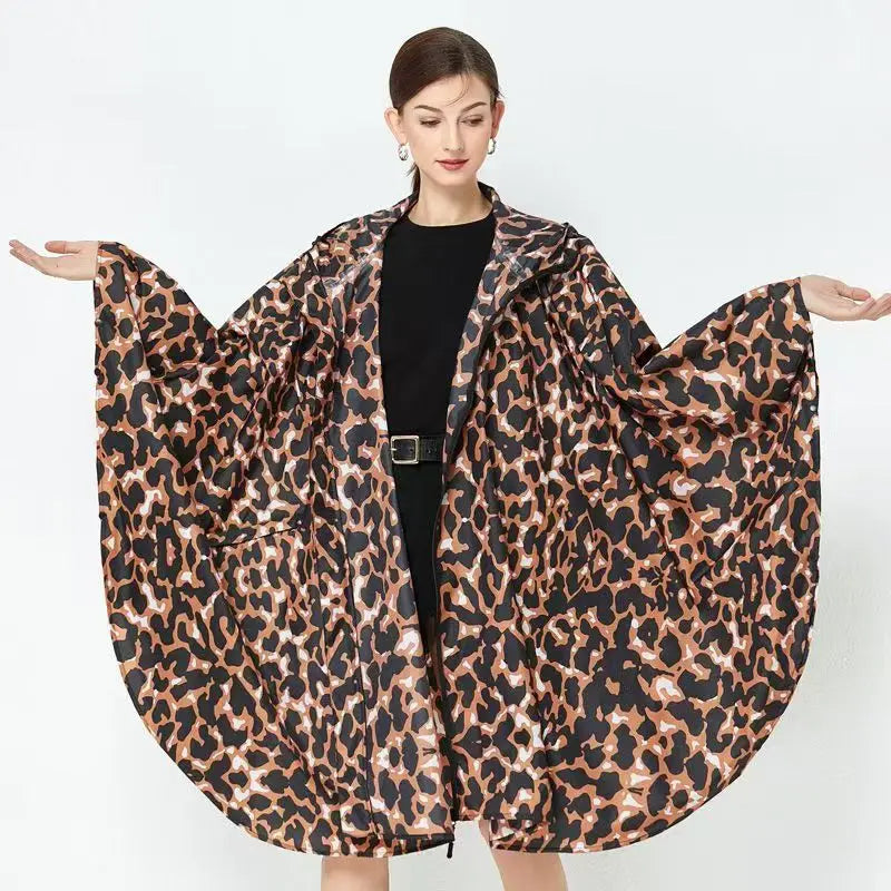 Lightweight Leopard Raincoat for Women | Waterproof Windproof Cloak
