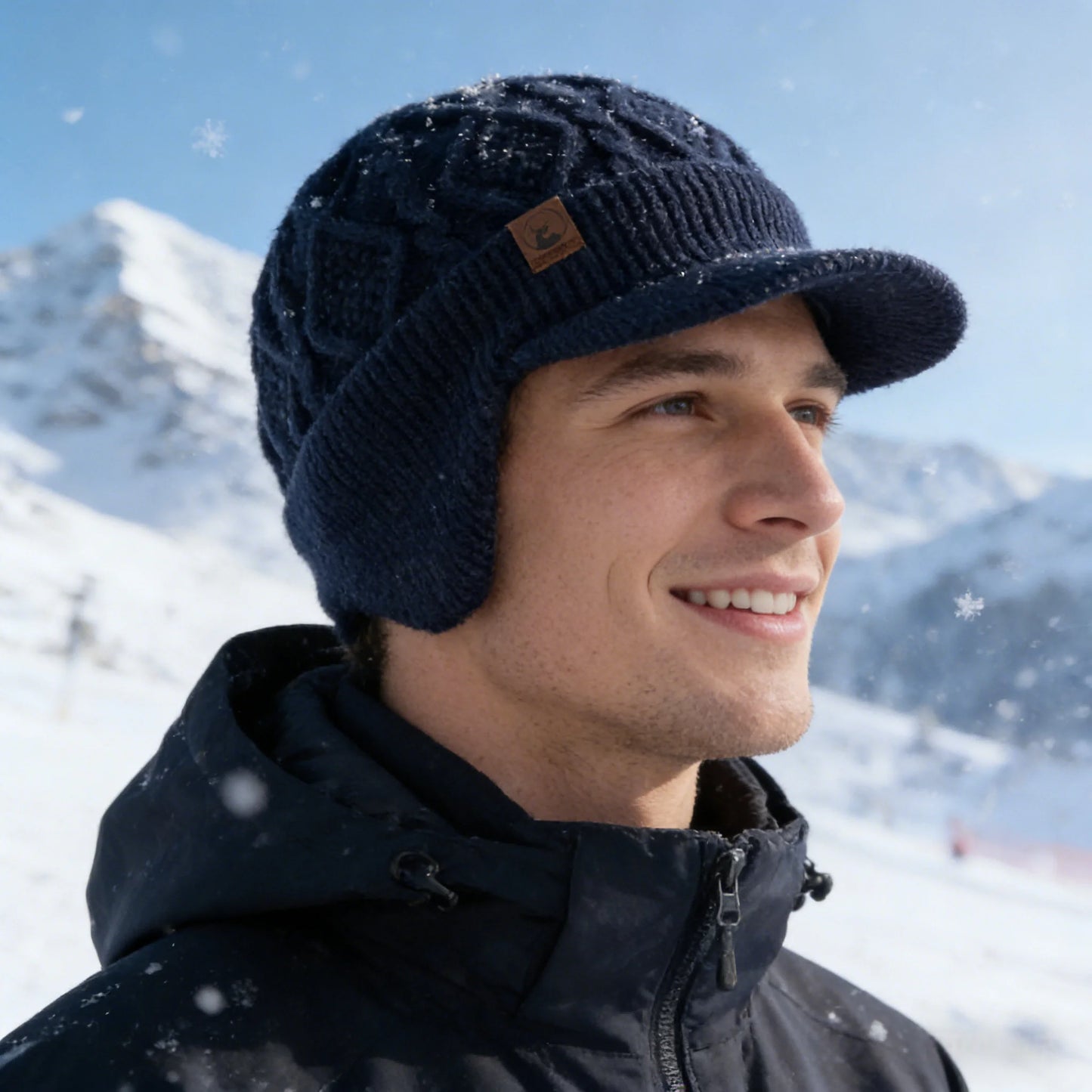 Unisex Fleece Lined Earflap Beanie Hat | Stylish Warm Winter Cap