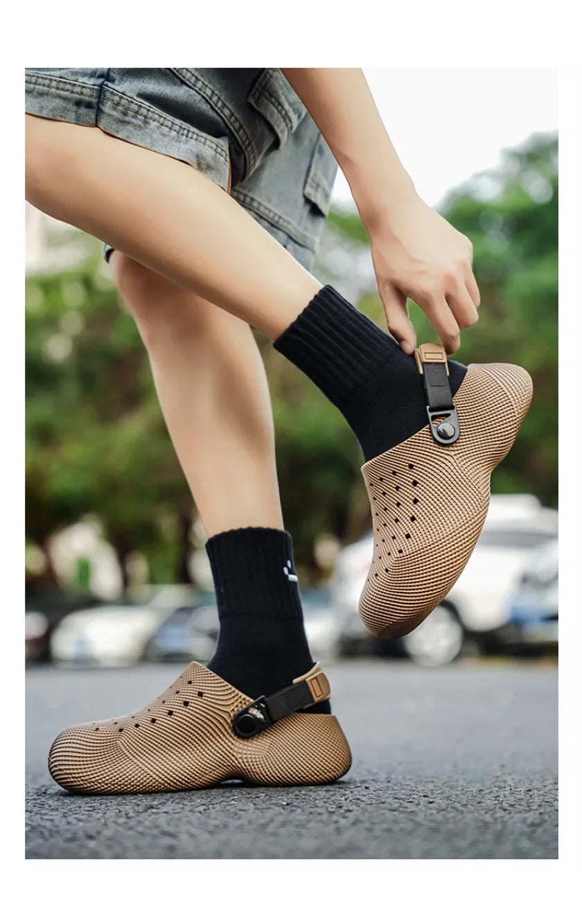 Summer non slip 3D patterned sandals with EVA thick sole for men's and women's beach shoes with a poop like feel