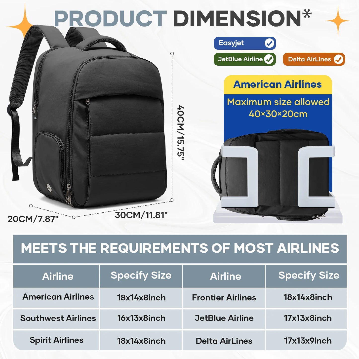 Airline Approved Travel Backpack | Compact Carry-On Bag