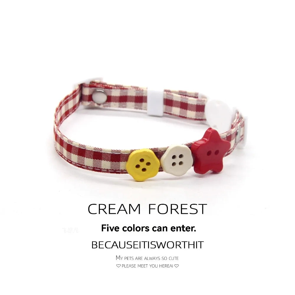 Plaid Pet Collar Necklace | Trendy Cartoon Style with Safety Buckle