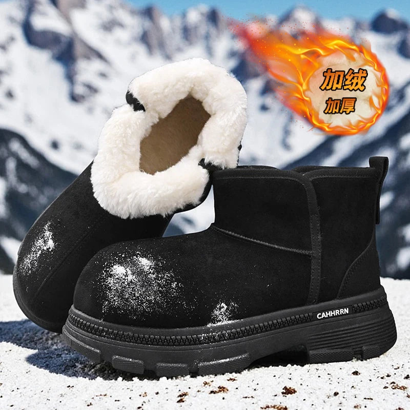 Men's Warm Plush Snow Boots | Cozy Mid-Calf Winter Footwear