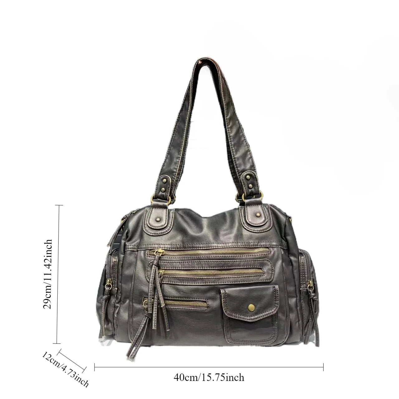 Vintage Washed Leather Crossbody Bag | Large Capacity Multi Pocket