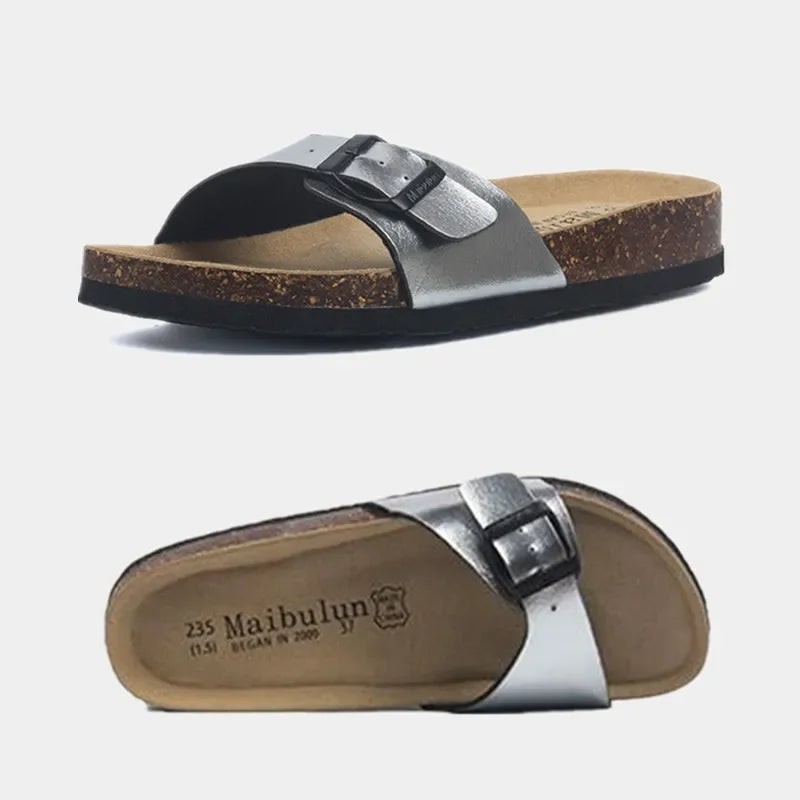 Elegantes chanclas de corcho de verano para mujer | Sandalias informales de playa