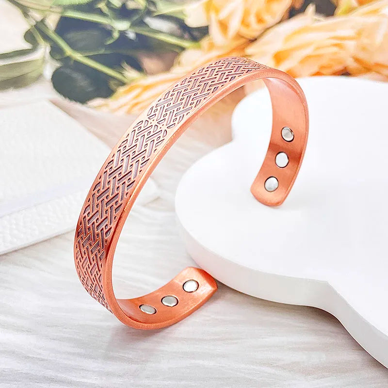 Vintage Pure Copper Magnetic Bracelet | Unisex Adjustable Cuff