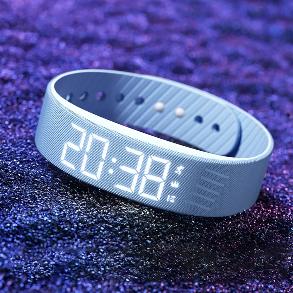 Adjustable Silicone Snooze-proof LED Alarm Clock Bracelet
