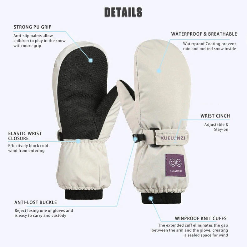 Waterproof Kids Ski Mittens | Warm Insulated Gloves for Winter Fun