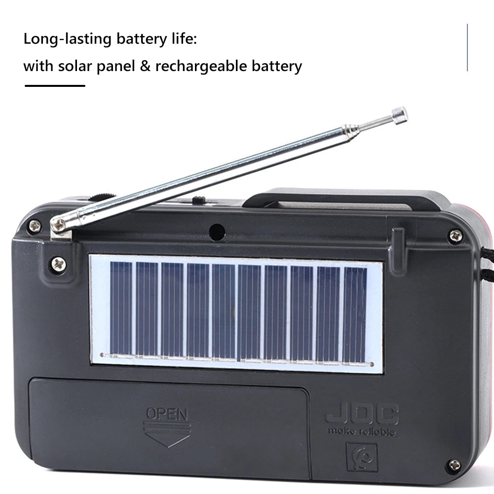 Portable FM Radio Receiver with Bluetooth & Solar Charging