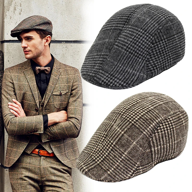 Men's Plaid Newsboy Beret Hat | Retro Octagonal Cap for All Seasons