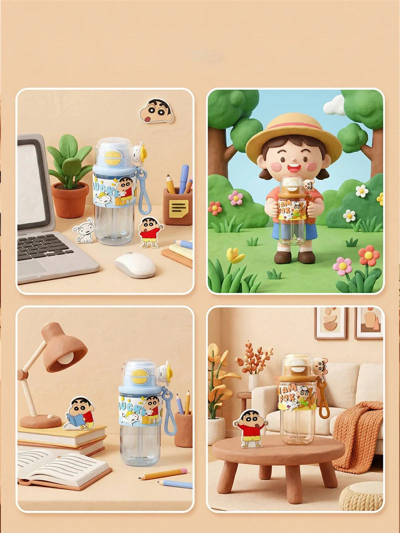 Cute Cartoon Straw Cup for Kids | Leakproof Outdoor Water Bottle