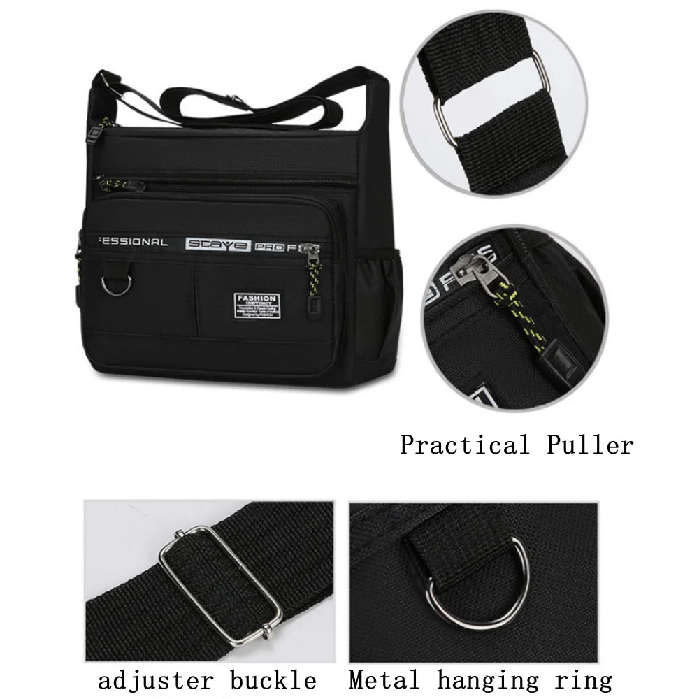 Large Capacity Men's Nylon Shoulder Bag | Stylish Crossbody Messenger