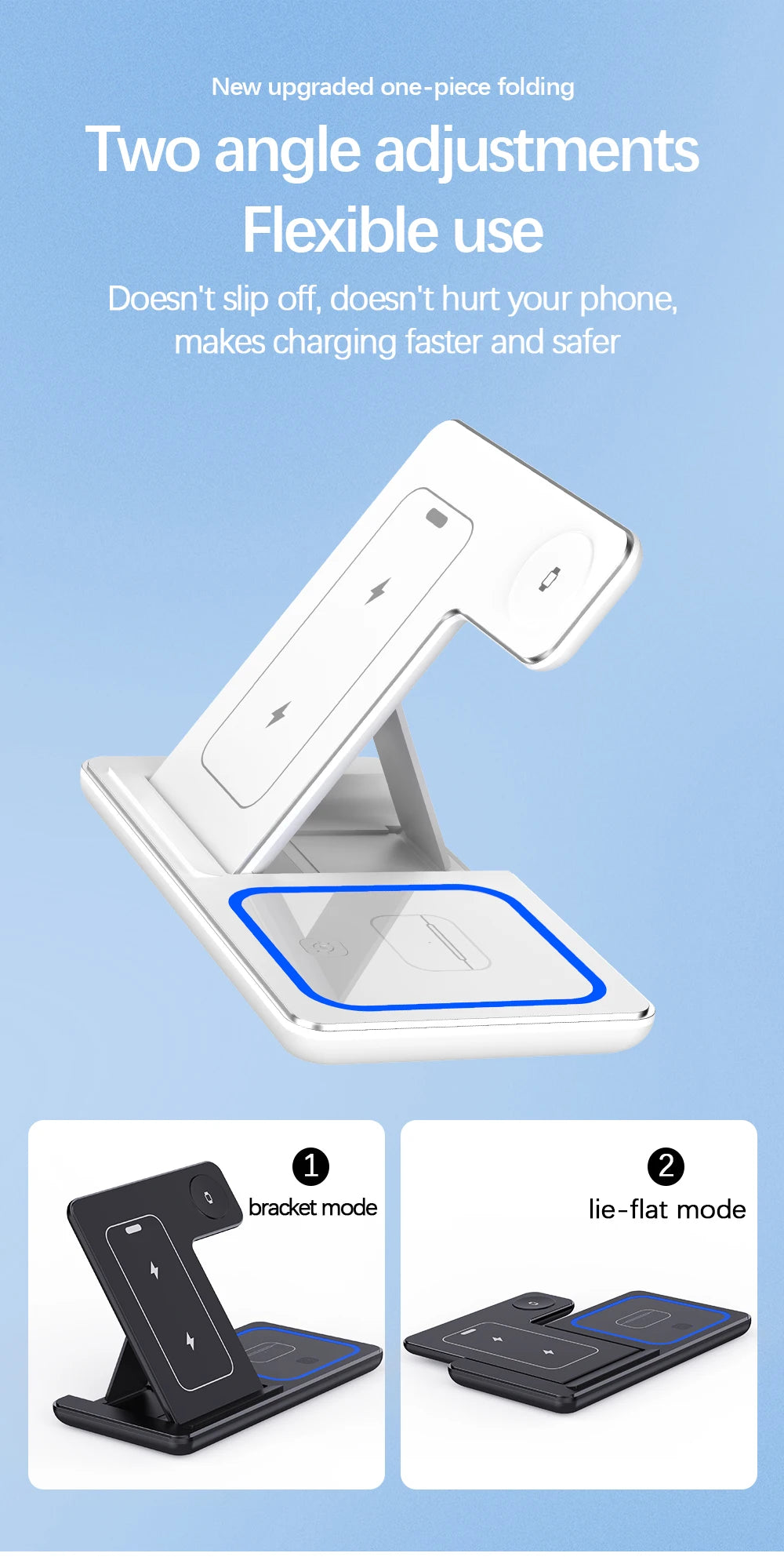 30W Foldable 3-in-1 Wireless Charging Station | Fast Qi Charger