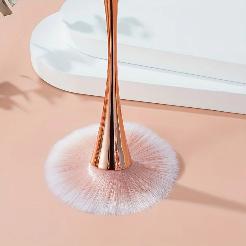 Soft Rose Golden Fan Makeup Brush | Achieve Flawless Beauty